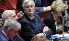 Michel Barnier à l'Assemblée nationale, le 8 octobre. (Thomas SAMSON / AFP)