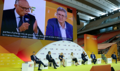 Les principaux candidats à l'élection présidentielle passent un grand oral devant des chefs d'entreprises, à Paris le 27 août 2026 ( AFP / Thomas SAMSON )