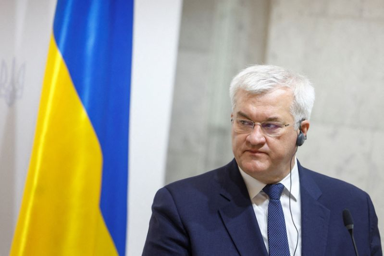 Le ministre ukrainien des Affaires étrangères Andriï Sybiha assiste à une conférence de presse à Kyiv