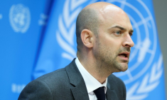 Le ministre français des Affaires étrangères Jean-Noël Barrot, le 28 juillet 2025 au siège de l'ONU, à New York ( AFP / CHARLY TRIBALLEAU )