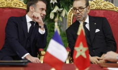 Emmanuel Macron et Mohammed VI à Rabat, au Maroc, le 28 octobre 2024. ( AFP / LUDOVIC MARIN )