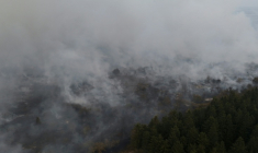 Vue aérienne de l'incendie ravageant l'est de la Belgique, le 15 août 2026 ( AFP / Dimitri KORCZAK )