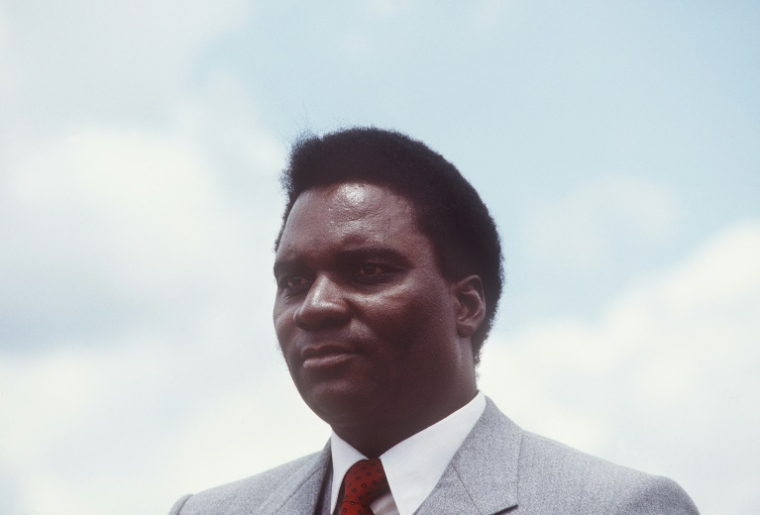 Le président Juvénal Habyarimana le 7 octobre 1982 à Kigali ( AFP / PIERRE GUILLAUD )