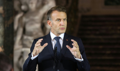 Le président Emmanuel Macron lors d'une conférence de presse avec le chancelier allemand Friedrich Merz à Brühl, le 17 juillet 2026 en Allemagne ( AFP / Ludovic MARIN )
