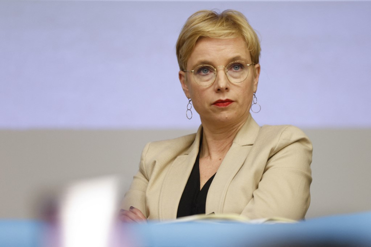 Clémentine Autain à Bobigny, le 16 février 2023. ( AFP / GEOFFROY VAN DER HASSELT )