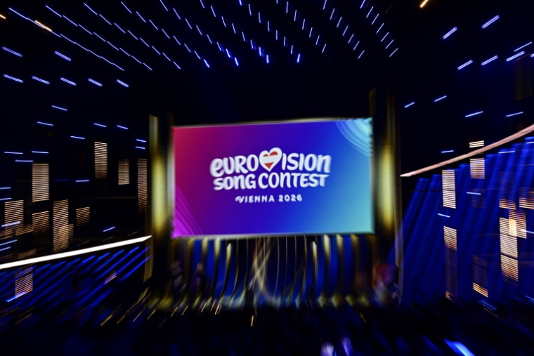 Le logo de l'édition 2026 de l'Eurovision à Vienne en Autriche le 12 mai 2026 ( AFP / Tobias SCHWARZ )