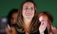 Marine Tondelier, secrétaire nationale des Écologistes, lors de l'université d'été du parti à Saint-Martin-d’Hères, le 21 août 2026 en Isère ( AFP / Alex MARTIN )