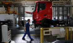 PHOTO D'ARCHIVES : Usine du groupe Beiben Trucks à Baotou lors d'une visite de presse organisée.