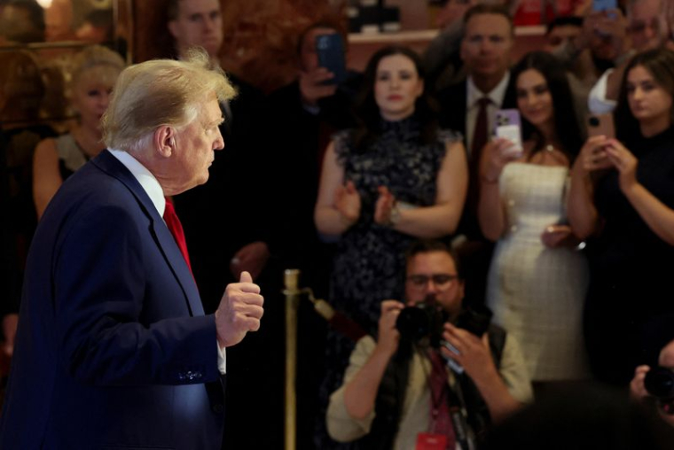 Ancien président américain Trump lors d'une conférence de presse, à New York