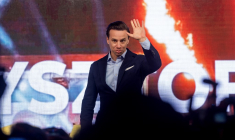 Le co-leader du parti Confédération, Krzysztof Bosak, à Lublin, en Pologne, le 6 octobre 2023. ( AFP / WOJTEK RADWANSKI )