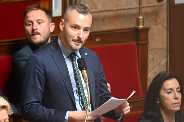 Le député RN Frédéric Falcon (c) à l'Assemblée nationale à Paris, le 6 juin 2023 ( AFP / bERTRAND GUAY )
