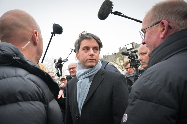 Gabriel Attal à Caen, le 14 janvier 2024. ( AFP / LOU BENOIST )