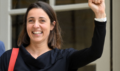 Sophie Binet, le 17 mai 2023, à Matignon ( AFP / EMMANUEL DUNAND )