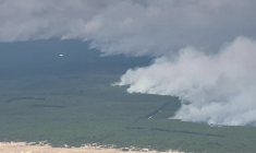 Images aériennes de la presqu'île du Cap-Ferret en proie aux flammes