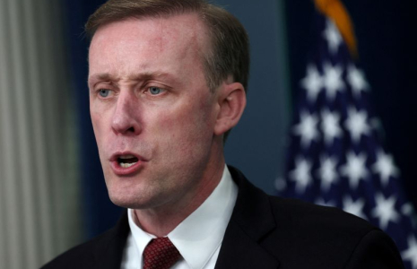 Le conseiller à la sécurité nationale Jake Sullivan lors d'une conférence de presse à la Maison Blanche