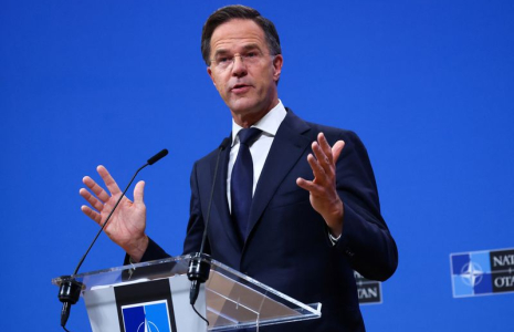 Mark Rutte donne une conférence de presse au siège de l'Alliance à Bruxelles