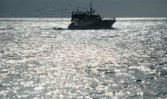 Un chalutier près du port des Sables-d'Olonne, le 12 février 2021 dans l'ouest de la France ( AFP / LOIC VENANCE )