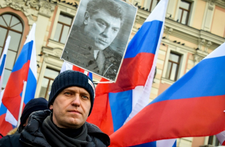 L'opposant russe Alexeï Navalny défile lors d'une marche à Moscou en hommage à Boris Nemtsov, le 25 février 2018 ( AFP / Vasily MAXIMOV )