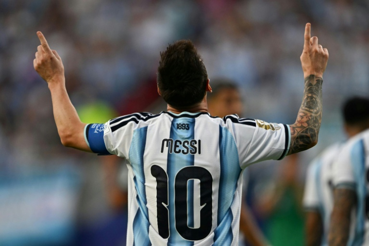 Lionel Messi, auteur d'un triplé pour l'Argentine face à l'Algérie, lors du premier tour de la Coupe du monde, le 16 juin 2026 à Kansas City ( AFP / Roberto SCHMIDT )