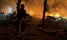 Un site frappé à Zaporijia, en Ukraine, le 11 août 2026. ( AFP / DARYA NAZAROVA )