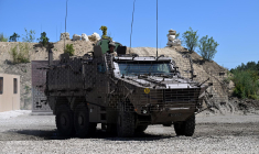 Le Griffon, véhicule blindé multi-rôles (VBMR) du programme Scorpion, lors d'une présentation à Villepinte, le 12 juin 2022. ( AFP / EMMANUEL DUNAND )