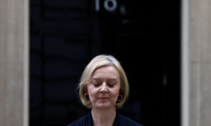 La Première ministre britannique Elizabeth Truss annonce sa démission devant le 10 Downing Street, Londres