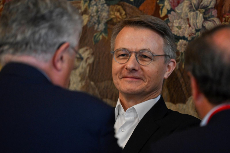 Dominique Schelcher, PDG de Système U, à Paris le 26 septembre 2023. ( AFP / STEFANO RELLANDINI )
