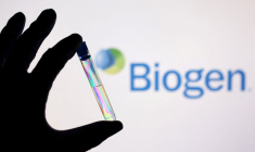 Illustration montrant un tube à essai devant le logo Biogen