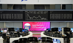 Le graphique de l'indice boursier allemand DAX est représenté à la bourse de Francfort