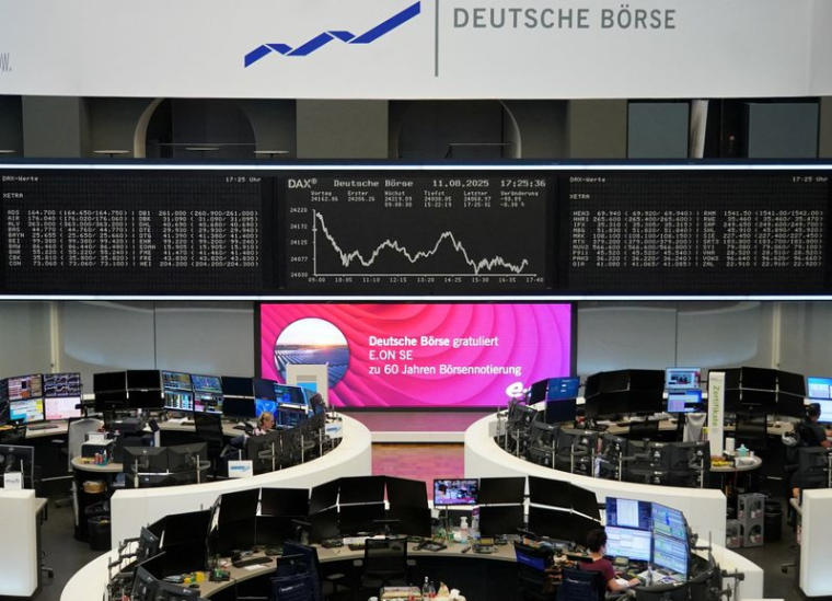 Le graphique de l'indice boursier allemand DAX est représenté à la bourse de Francfort
