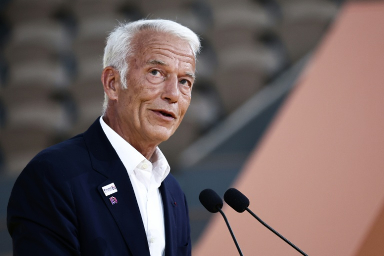 Le patron du Medef Patrick Martin donne un discours, à Paris, le 28 juillet 2025 ( POOL / Thibaud MORITZ )