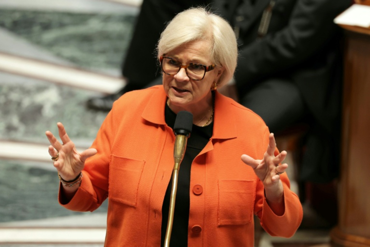 La ministre de la Défense Catherine Vautrin à l'Assemblée nationale à Paris le 24 février 2026 ( AFP / Thomas SAMSON )