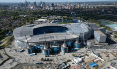 L'Etihad Stadium, le stade du club de football de Manchester City, à Manchester, dans le nord-ouest de l'Angleterre, le 30 septembre 2026 ( AFP / Oli SCARFF )