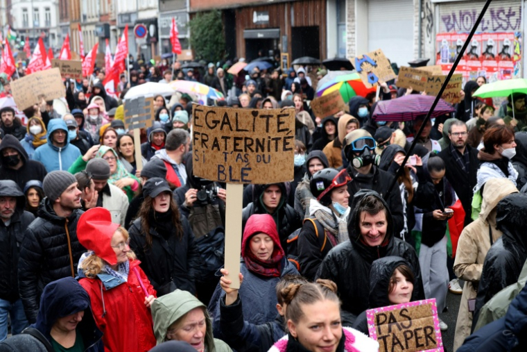 Le cortège de manifestants à Lille, le 24 octobre 2026 ( AFP / Francois LO PRESTI )