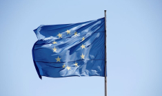 Le drapeau de l'Union européenne (UE) à la Chancellerie à Berlin