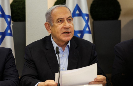 Le Premier ministre israélien Benjamin Netanyahu, au ministère de la Défense, à Tel Aviv