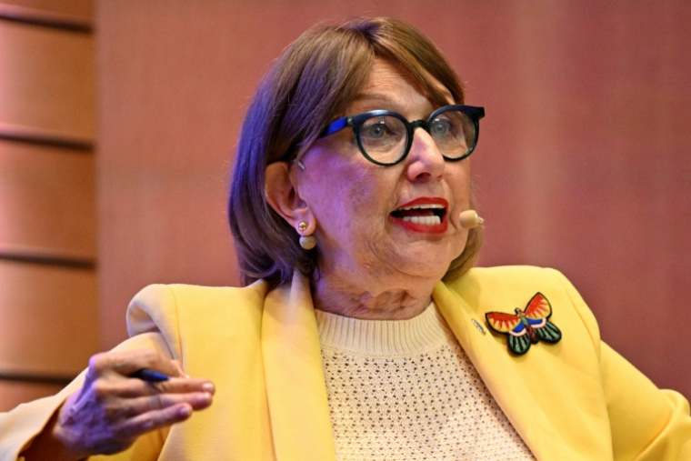 La Costaricaine Rebeca Grynspan, l'une des candidates au poste de secrétaire général de l'ONU, à Montevideo le 3 août 2026.  ( AFP / Santiago Mazzarovich )