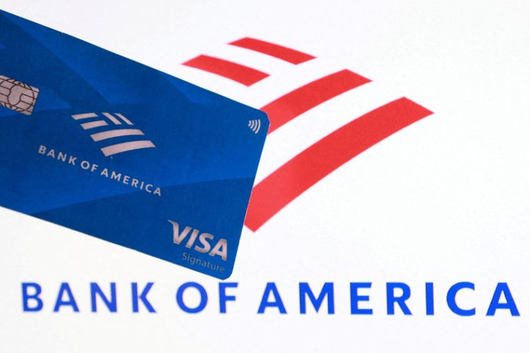 Illustration du logo de Bank of America et de sa maquette de carte de crédit