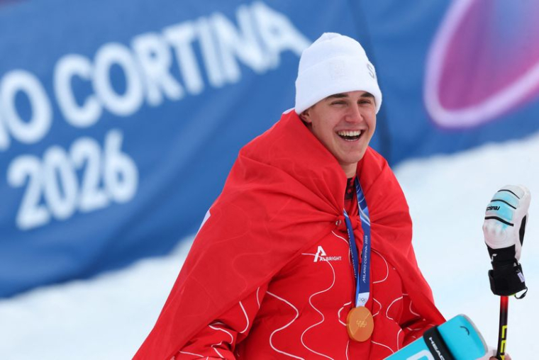 Jeux Olympiques de Milano Cortina 2026 - Ski alpin - Cérémonie de victoire du Super-G masculin
