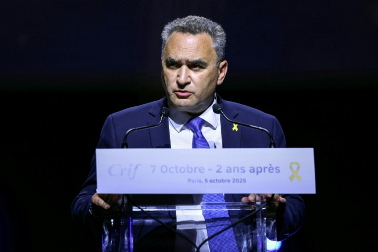 L'ambassadeur israélien en France Joshua Zarka le 5 octobre 2025, à Paris ( AFP / Thomas SAMSON )