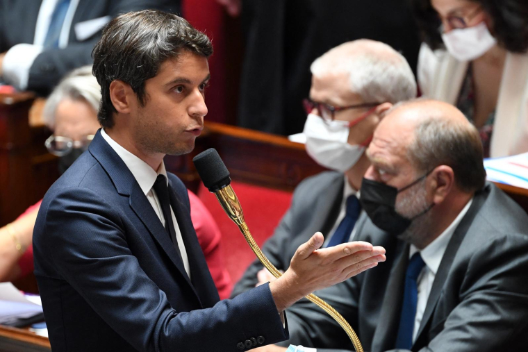 Le ministre des Comptes publics Gabriel Attal à l'Assemblée nationale le 17 juillet 2022. ( AFP / BERTRAND GUAY )