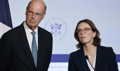 Eric Lombard et Amelie de Montchalin, le 16 avril 2025, à Paris ( AFP / LUDOVIC MARIN )