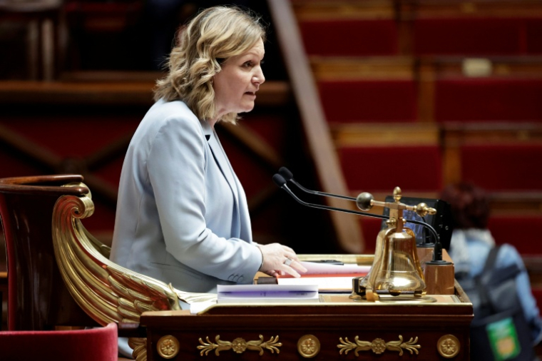 La présidente de l'Assemblée nationale Yaël Braun-Pivet, le 15 avril 2026, à Paris ( AFP / STEPHANE DE SAKUTIN )