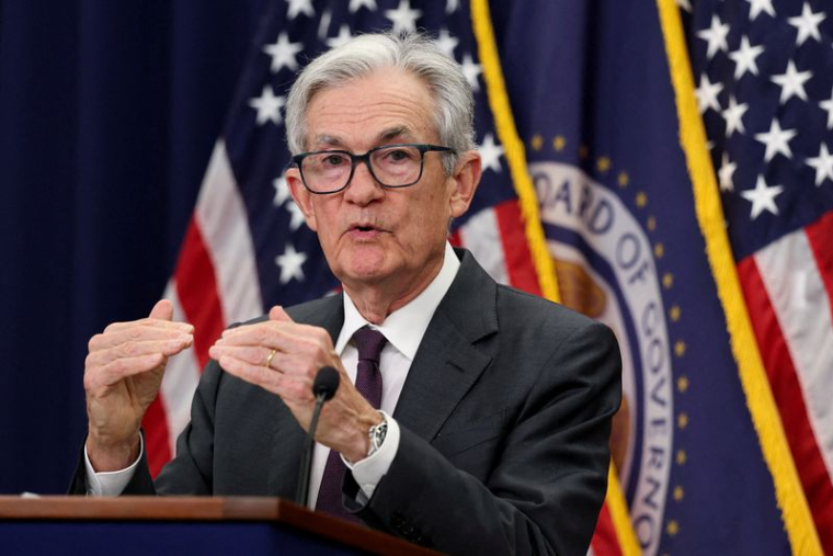 Le président de la Fed, Jerome Powell, donne une conférence de presse