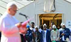 Le pape Léon XIV s'exprime durant une rencontre avec des migrants, à San Cristóbal de La Laguna aux Canaries, le 12 juin 2026 ( AFP / Stefano RELLANDINI )