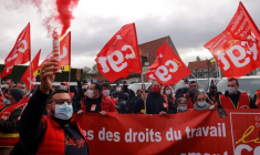 Des membres du syndicat CGT lors d'une manifestation
