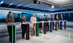 Un débat télévisé, en septembre 2022, avant les élections générales suédoises, sur la chaine SVT (illustration) ( AFP / JONATHAN NACKSTRAND )