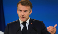 Le président Emmanuel Macron à Bruxelles le 16 octobre 2026 ( AFP / Ludovic MARIN )