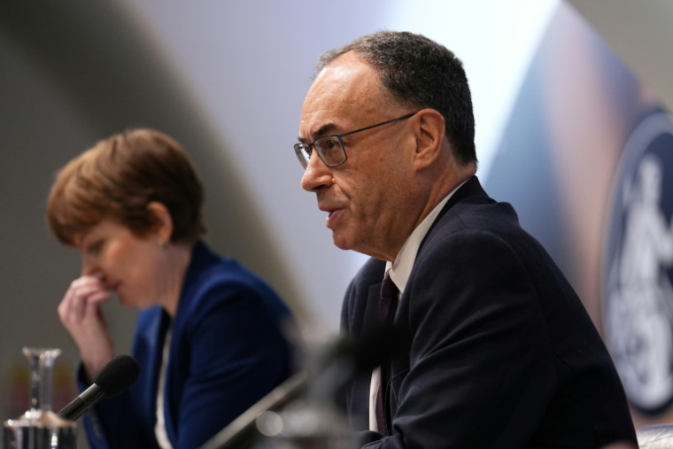 Le gouverneur de la Banque d'Angleterre Andrew Bailey le 7 août 2025 à Londres. ( POOL / Jordan Pettitt )
