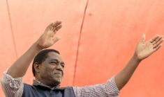 Hakainde Hichilema, lors d'un meeting électoral à Lusaka, le 11 août 2026 ( AFP / GIANLUIGI GUERCIA )